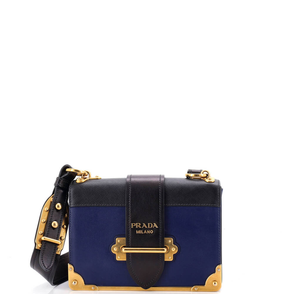 Prada Small Cahier Crossbody Bag Leather and Saffiano Leather